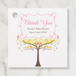 Yellow Pink Floral Bird Baby Dusche Vielen Dank Geschenkanhänger