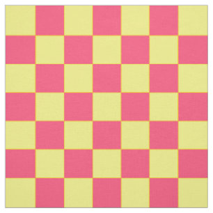 Yellow Pink Karo Schachbrett Muster Textil Stoff