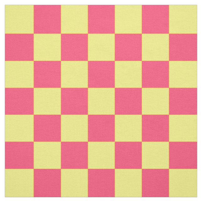 Yellow Pink Karo Schachbrett Muster Textil Stoff (Muster)