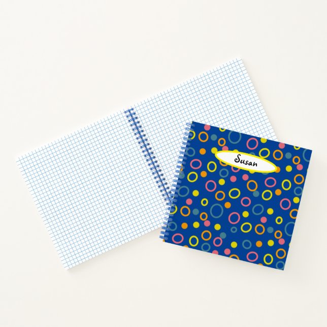 Yellow Pink Orange Aqua Circles Dots Blue Journal Notizbuch (Innenseite)