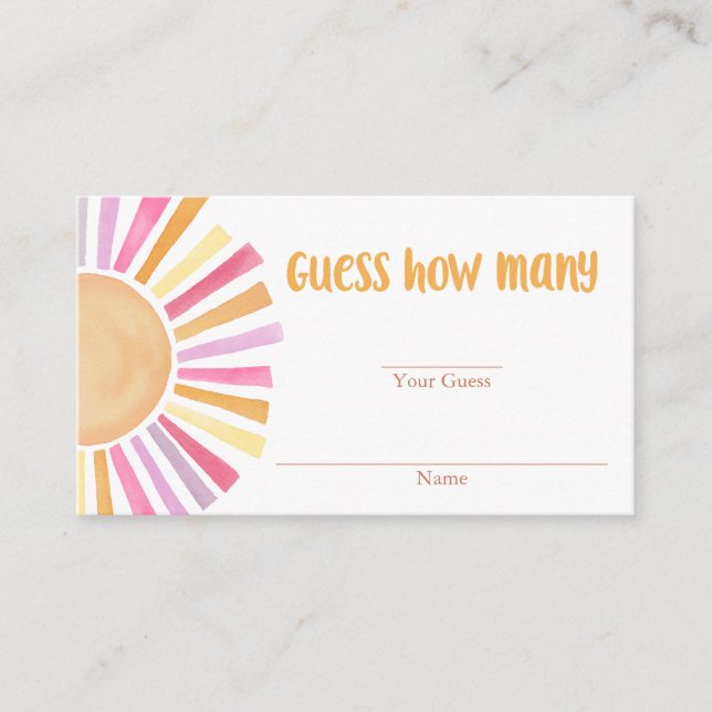 Yellow Pink Sunshine Boho schätzen, wie viele Kart Begleitkarte (Vorderseite)