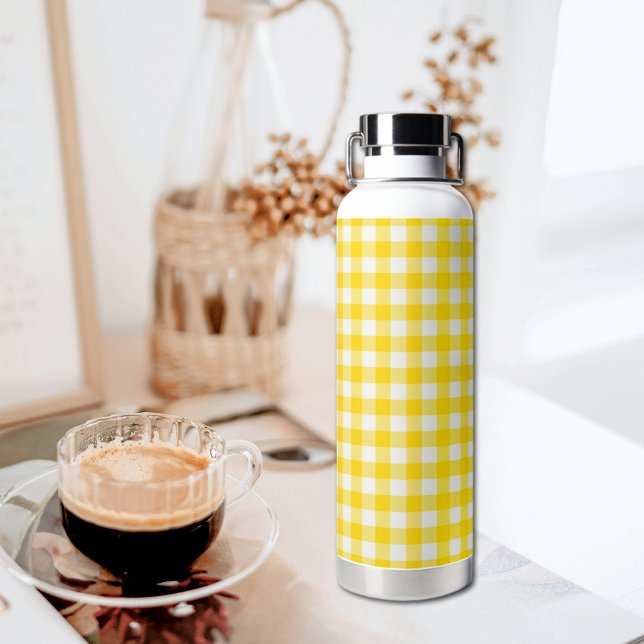 Yellow Plaid Pattern Water Bottle Trinkflasche (Von Creator hochgeladen)