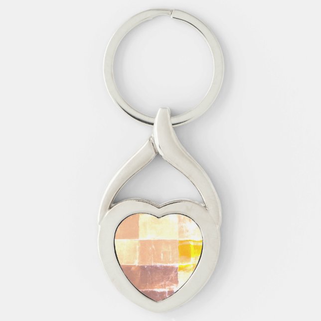 Yellow Plaid Peach  Schlüsselanhänger (Vorderseite)