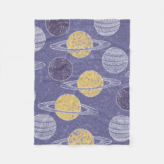 Yellow Planet Space Lover Blue Sky Astronomie Fleecedecke (Vorderseite)