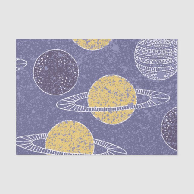 Yellow Planet Space Lover Blue Sky Astronomie Seidenpapier (Vorderseite)