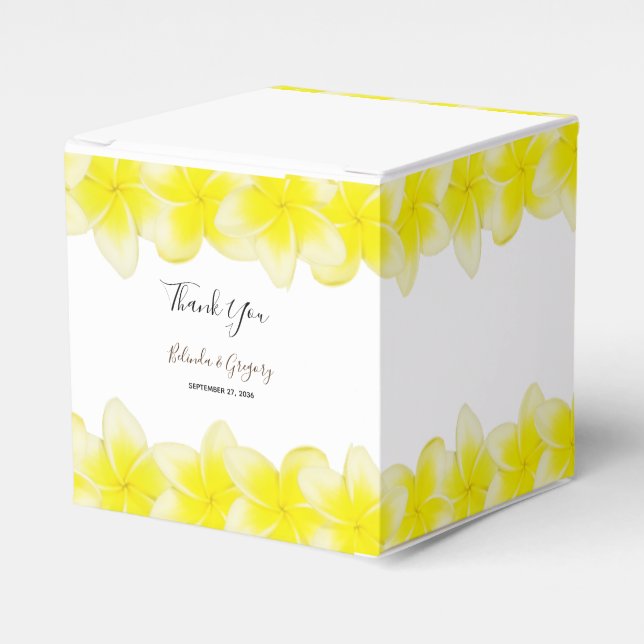 Yellow Plumeria Frangipani Wedding Geschenkschachtel (Vorderseite)