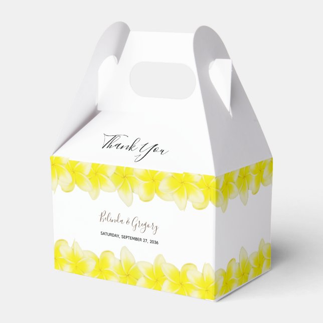 Yellow Plumeria Frangipani Wedding Geschenkschachtel (Vorderseite)