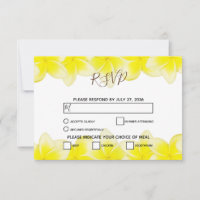 Yellow Plumeria Frangipani Wedding RSVP Cards