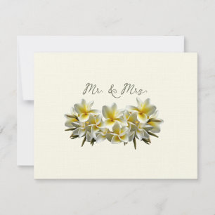 Yellow Plumeria Wedding Mr. and Mrs Blank Mitteilungskarte