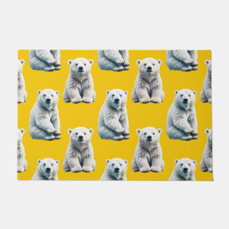 Yellow Polar Bear Pattern Design  Fußmatte