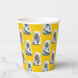 Yellow Polar Bear Pattern Design  Pappbecher