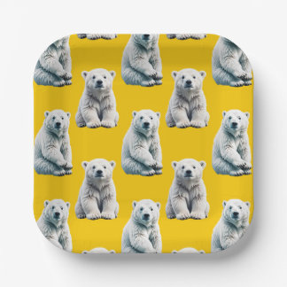 Yellow Polar Bear Pattern Design  Pappteller