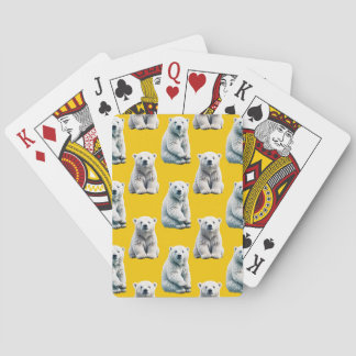 Yellow Polar Bear Pattern Design  Spielkarten