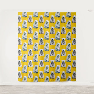Yellow Polar Bear Pattern Design  Wandteppich