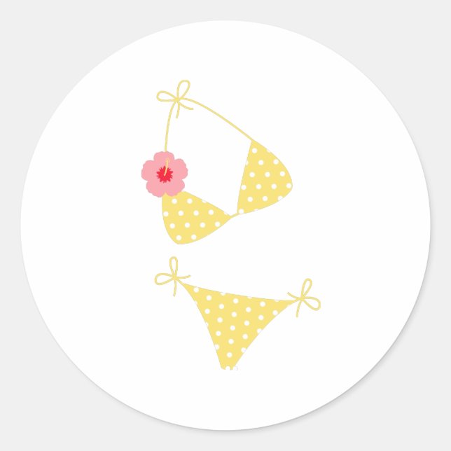 Yellow Polka Dot Bikini Runder Aufkleber (Vorderseite)