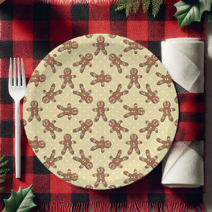 Yellow Polka Dot Gingerbread Mann Weihnachten Pappteller