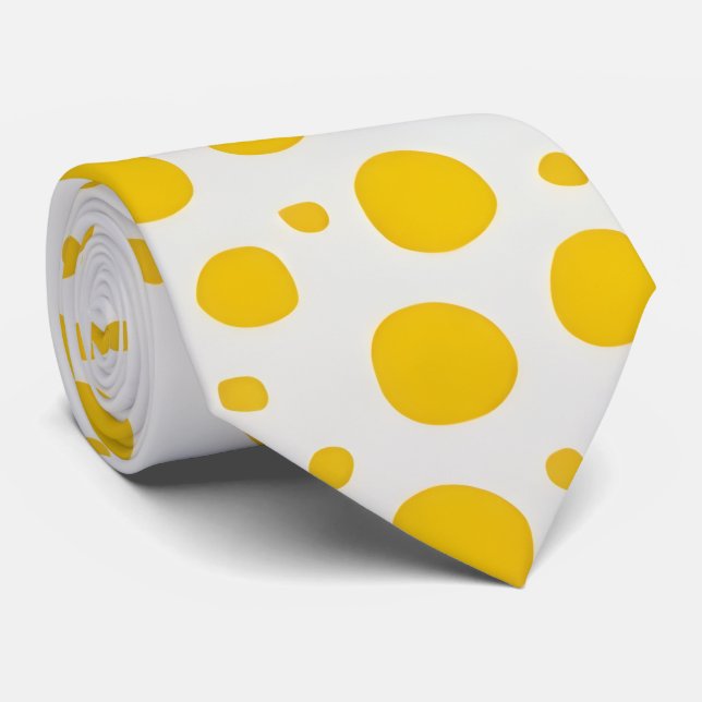 Yellow Polka Dot Neck Tie Krawatte (Gerollt)