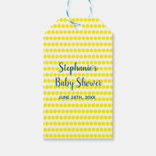 Yellow Polka Dots Blue White Baby Dusche Niedlich  Geschenkanhänger