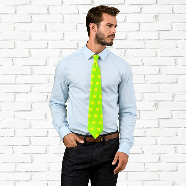 Yellow Polka Dots Krawatte (Lime Yellow Polka Dots Tie)