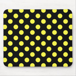 Yellow polka dots on black backgound mousepad