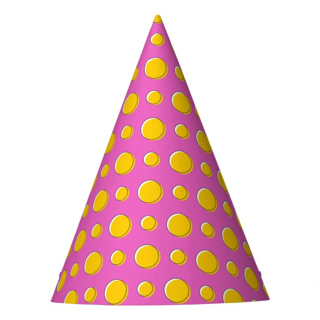 Yellow Polka Dots on Pink Partyhütchen (Vorderseite)