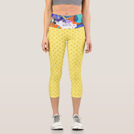 Yellow Polka dots RUPYDETEQUILA Capri Leggings