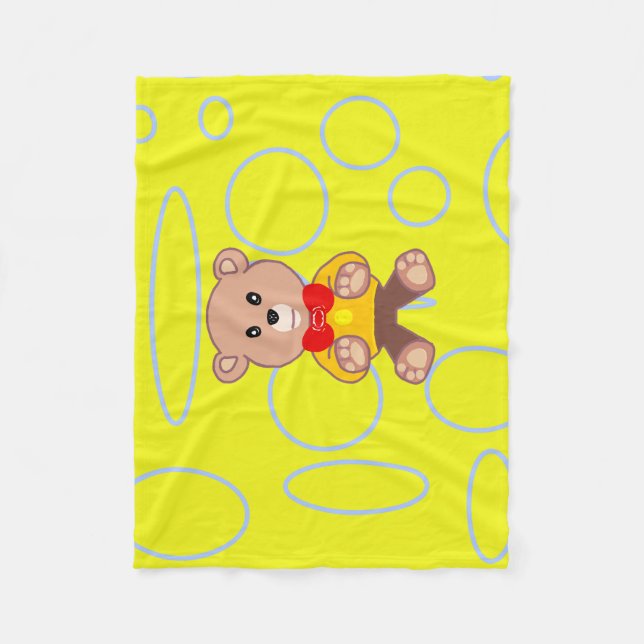 Yellow Popcorn Anime Teddy Bear Fleecedecke (Vorderseite)