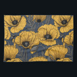 Yellow poppies on navy geschirrtuch<br><div class="desc">Vector pattern made of hand-drawn poppies.</div>