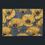 Yellow poppies on navy geschirrtuch<br><div class="desc">Vector pattern made of hand-drawn poppies.</div>
