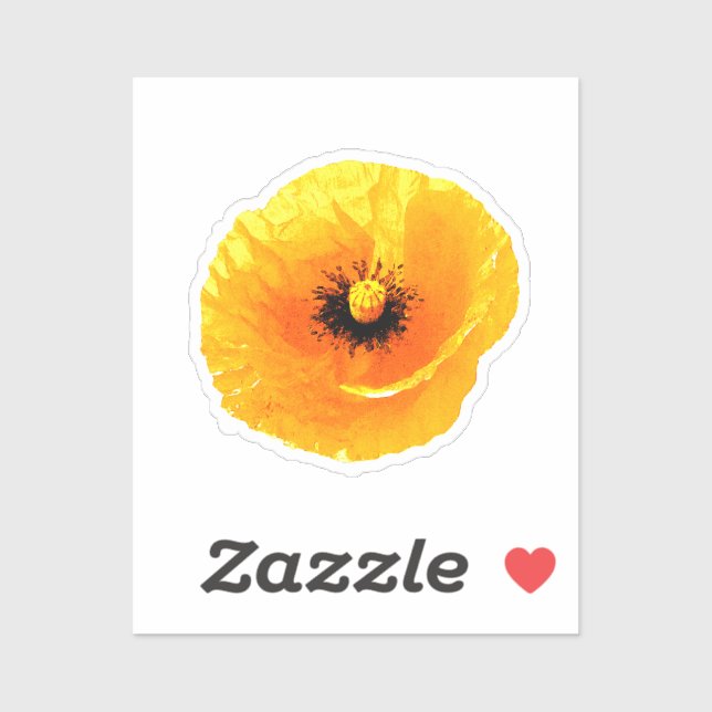 Yellow Poppy Custom Blank Floral Hochzeit Geburtst Aufkleber (Blatt)
