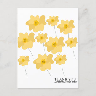 Yellow Poppy Floral Hand gezeichnet Danke Postkart Postkarte
