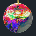 Yellow Poppy Keramik Ornament<br><div class="desc">romantic impressionistic yellow poppy watercolor painting by H Cooper</div>