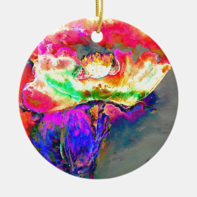 Yellow Poppy Keramik Ornament (Vorne)