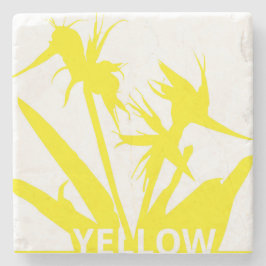 YELLOW - Posavasos con Flor del paraíso en amarill Steinuntersetzer
