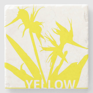 YELLOW - Posavasos con Flor del paraíso en amarill Steinuntersetzer