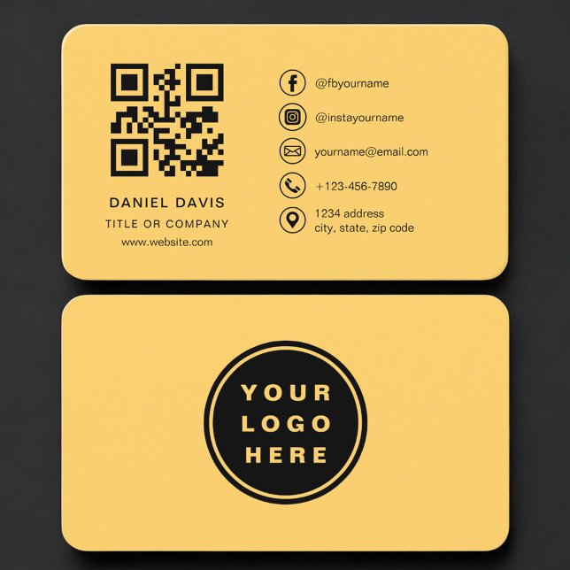 Yellow Professional Logo QR Code  Visitenkarte (Von Creator hochgeladen)