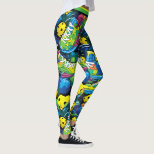 Yellow Psychedelic pickleballs Leggings