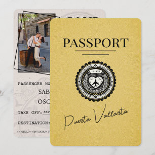 Yellow Puerta Vallarta Passport Save the Date