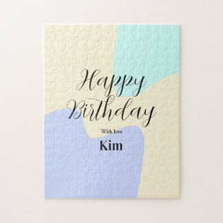 Yellow purple green happy birthday abstract pastel