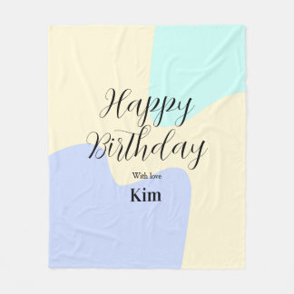 Yellow purple green happy birthday abstract pastel fleecedecke