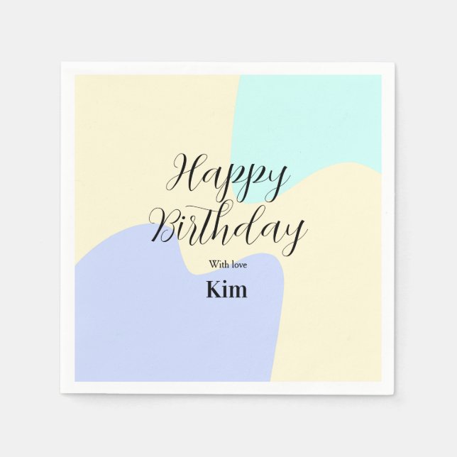 Yellow purple green happy birthday abstract pastel serviette (Vorderseite)