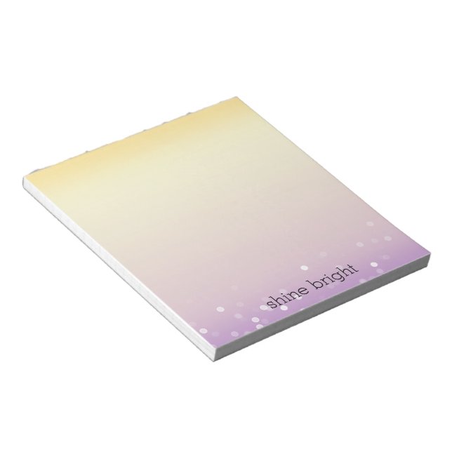Yellow Purple White Bokeh Confetti Dots Notizblock (angewinkelt)
