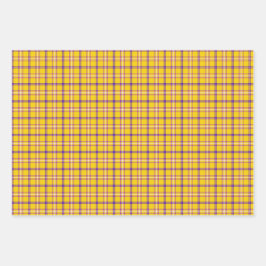 Yellow Purple White Plaid Classic Geschenkpapier Set