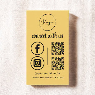 Yellow QR Connect with US Business Logo Visitenkarte