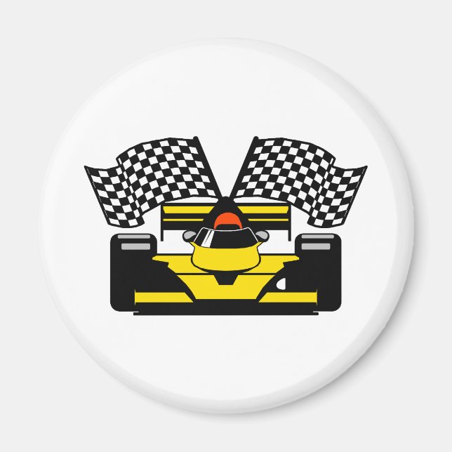 YELLOW RACE CAR MAGNET (Vorne)