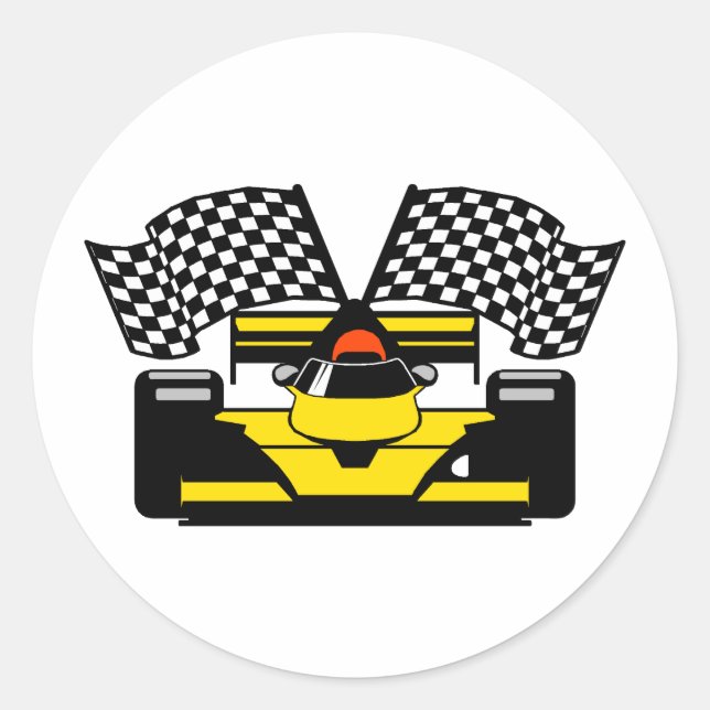 YELLOW RACE CAR RUNDER AUFKLEBER (Vorderseite)