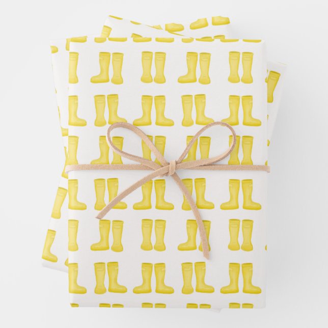 Yellow Rainstiefel Kleinkind Wellies Babydusche Geschenkpapier Set (Beispiel)
