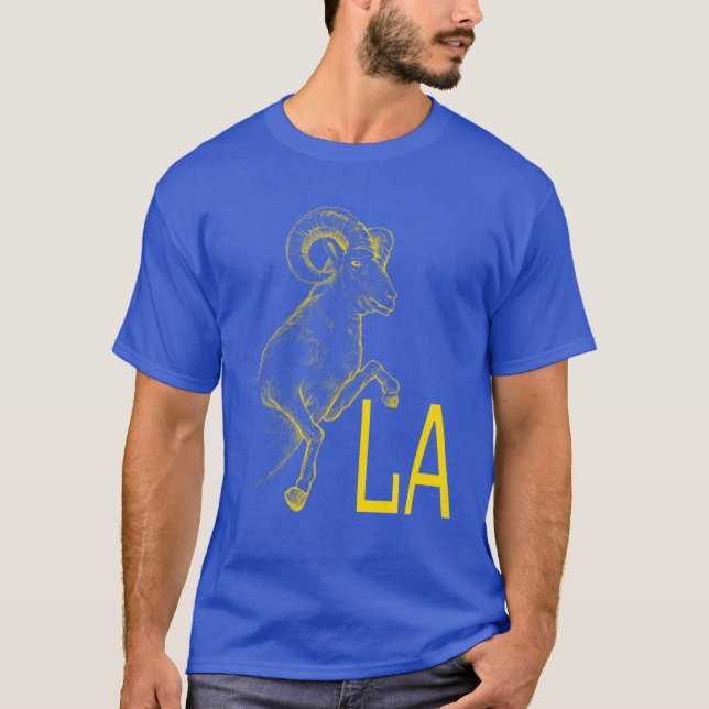 Yellow Ram LA Blue California Los Angeles Geschenk T-Shirt (Vorderseite)