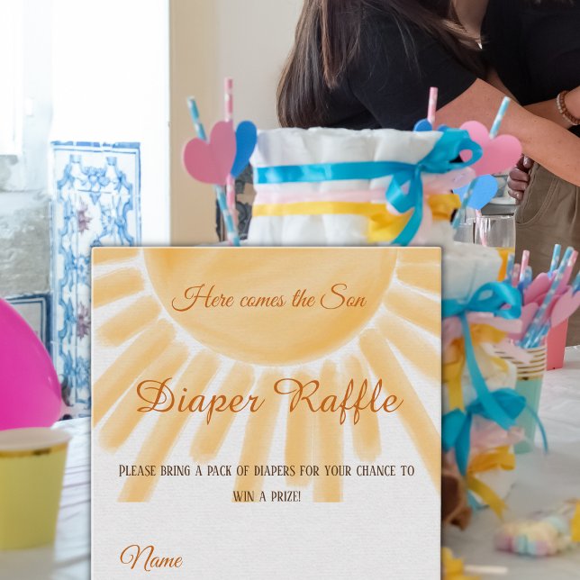 Yellow Ray Sunshine Diaper Raffle Baby Showspiel Begleitkarte (Von Creator hochgeladen)