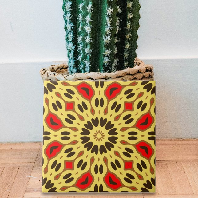 Yellow Red Black Oriental Mosaic Geometric Pattern Fliese (Von Creator hochgeladen)